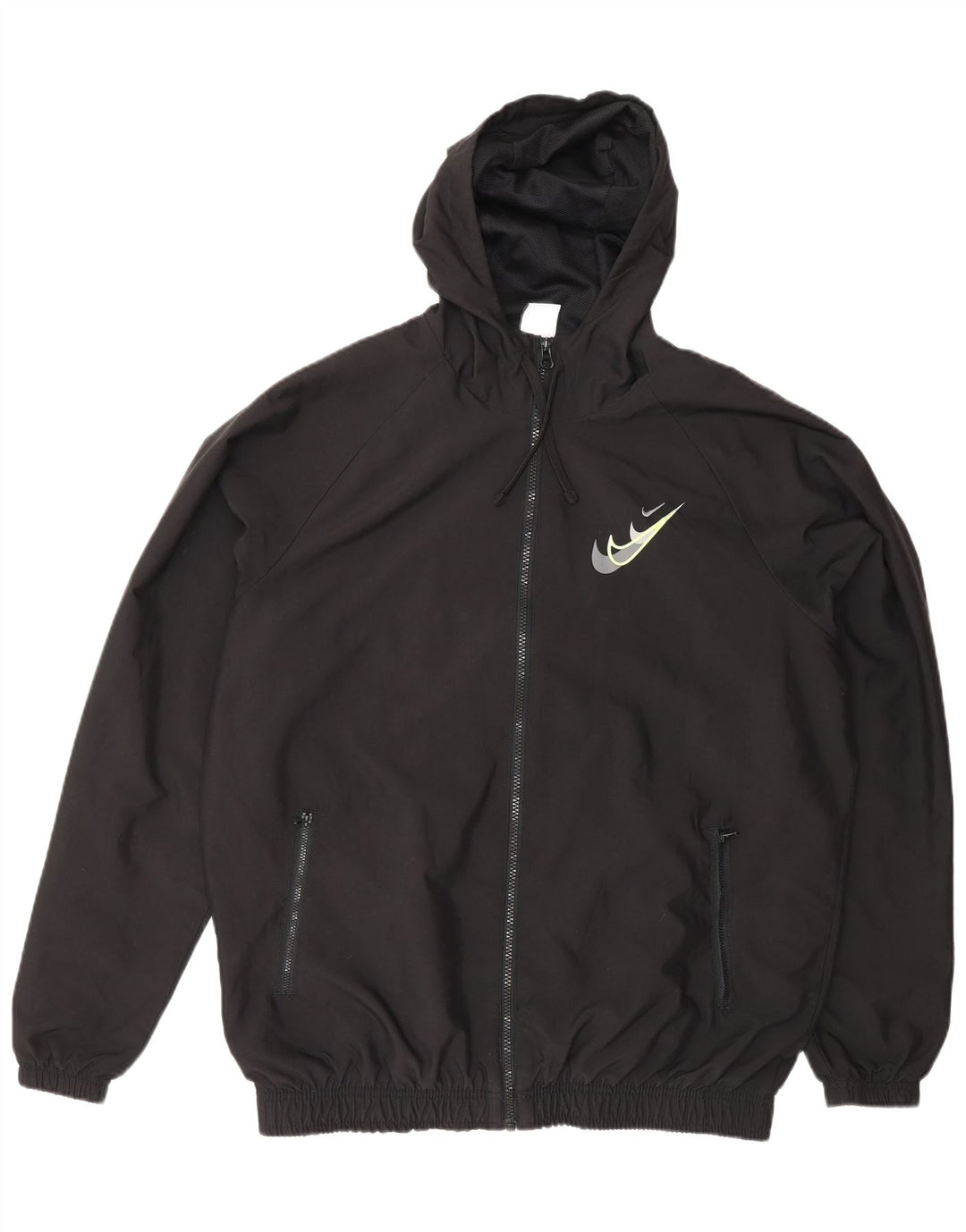NIKE Mens Hooded Tracksuit Top Jacket Grande Poliéster Preto