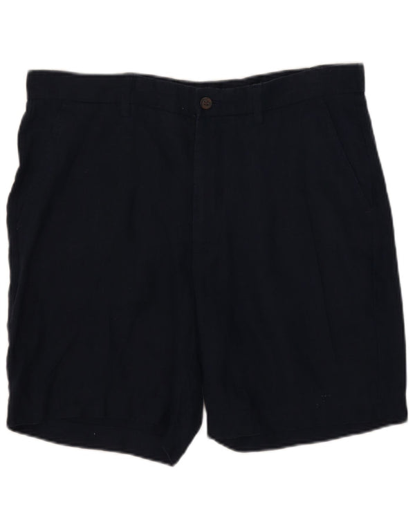 Zara Shorts Chino Feminino Grande W32 Linho Azul Marinho