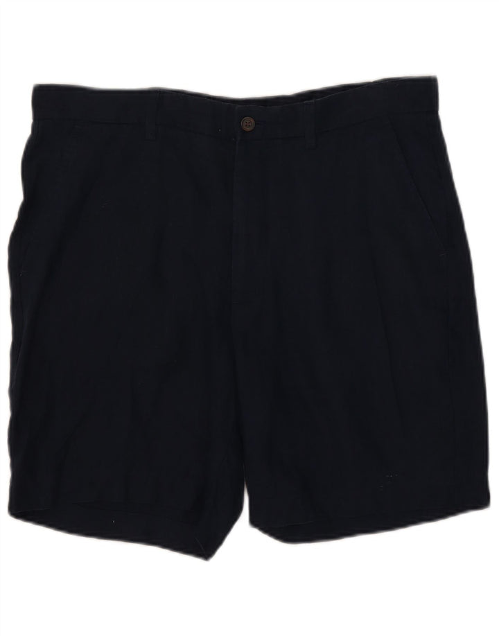 Zara Shorts Chino Feminino Grande W32 Linho Azul Marinho