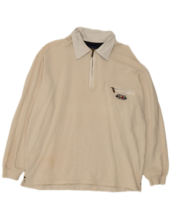 Camisa polo masculina de rugby de manga comprida Navigare XL bege algodão