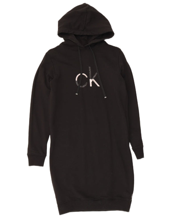 Vestido feminino Calvin Klein com capuz gráfico UK 6 XS algodão preto