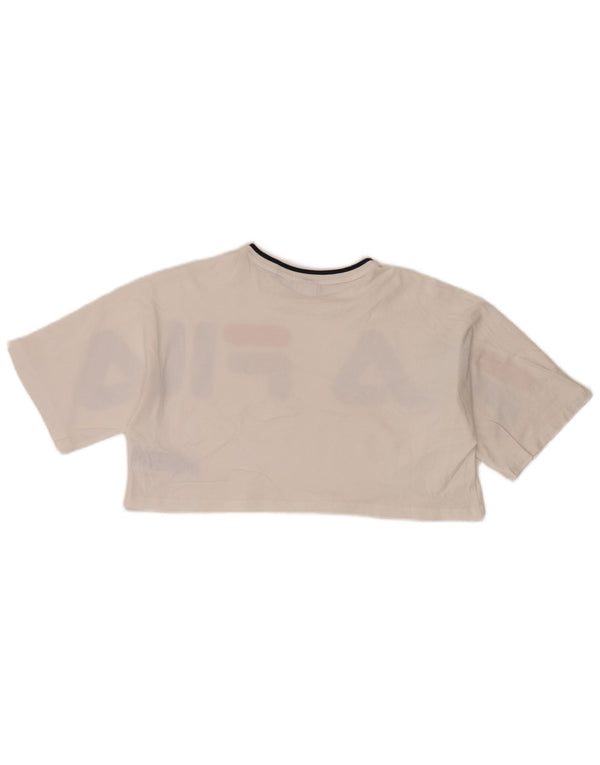 Camiseta Fila Feminina Crop Oversized Graphic UK 10 Pequeno Algodão Branco