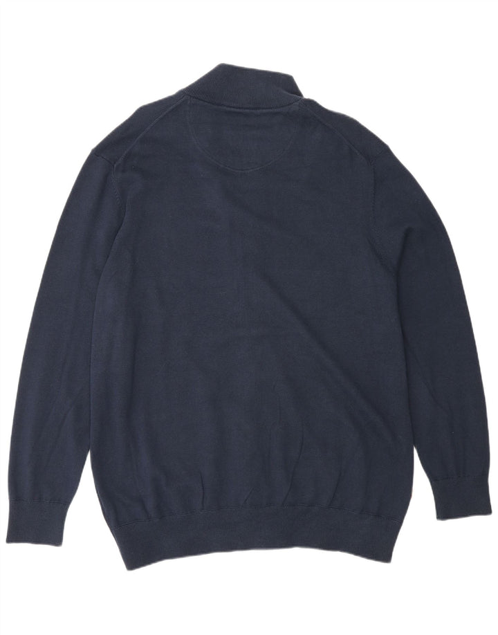 Suéter cardigã masculino Timberland com zíper completo grande algodão azul marinho
