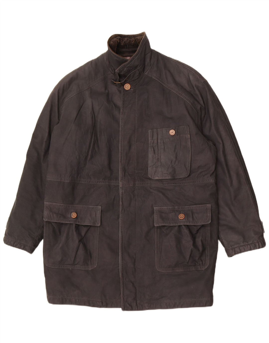 Casaco de couro masculino vintage UK 40 grande couro preto