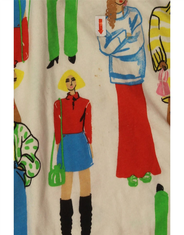 Camiseta feminina Zara com estampa abstrata e estampa gráfica, tamanho UK 16, grande, off white