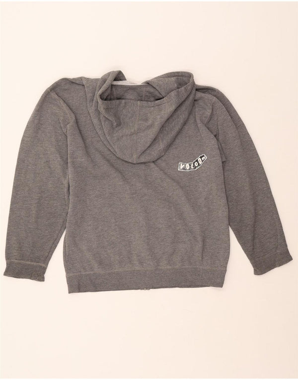 Suéter feminino com capuz e zíper gráfico VOLCOM Reino Unido 16 grande cinza