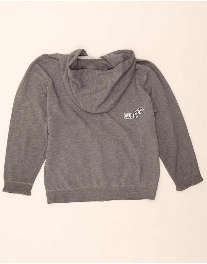 Suéter feminino com capuz e zíper gráfico VOLCOM Reino Unido 16 grande cinza