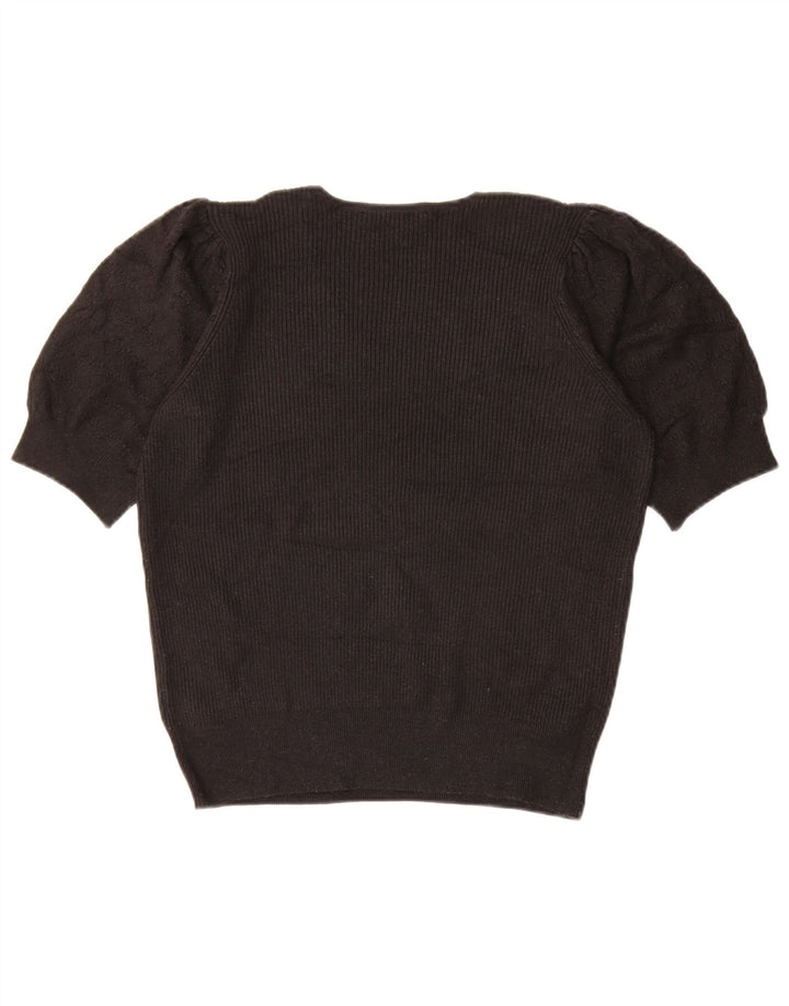 Suéter feminino Marks & Spencer com decote em V Reino Unido 14 médio preto