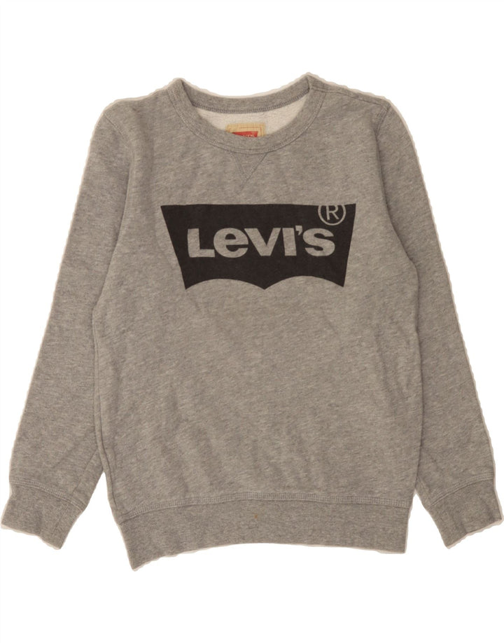 LEVI'S Girls Graphic Sweatshirt Jumper 9-10 Years Grey Cotton Vintage Levi's and Second-Hand Levi's from Messina Hembry 