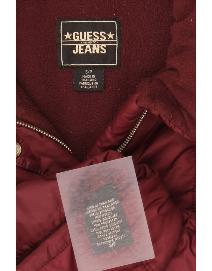 Jaqueta acolchoada feminina Guess UK 10 pequena Borgonha Nylon