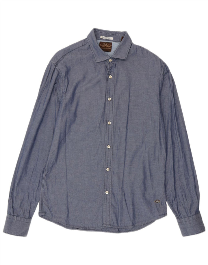 Camisa masculina Scotch & Soda de algodão azul médio