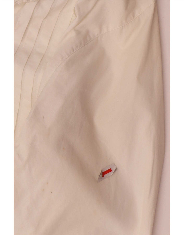 Camisa de smoking feminina Benetton UK 12 médio branco