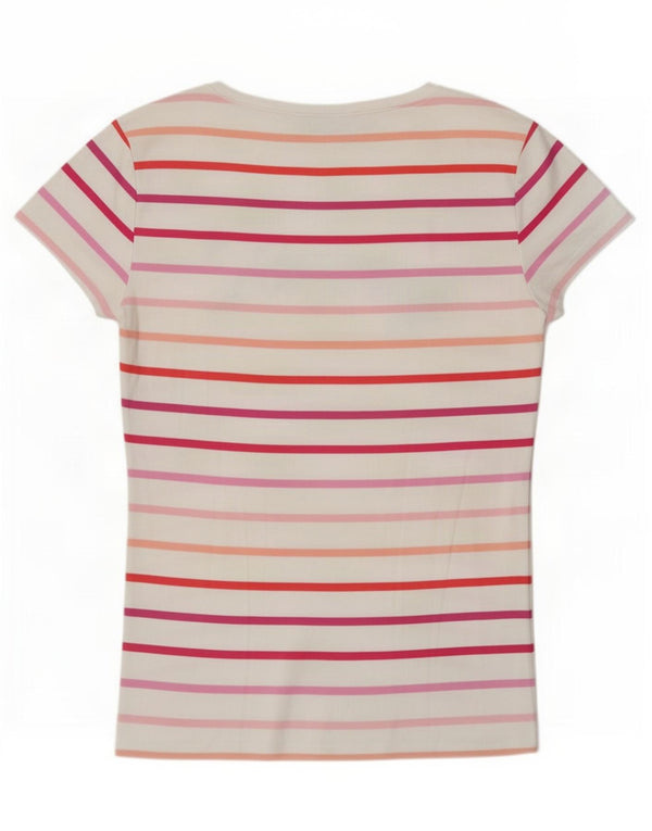 Camiseta feminina Tommy Hilfiger com estampa gráfica UK 14 algodão listrado branco médio