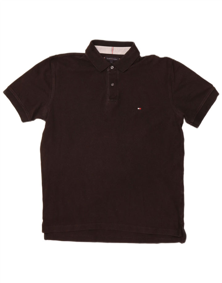 Camisa polo masculina TOMMY HILFIGER grande algodão preto