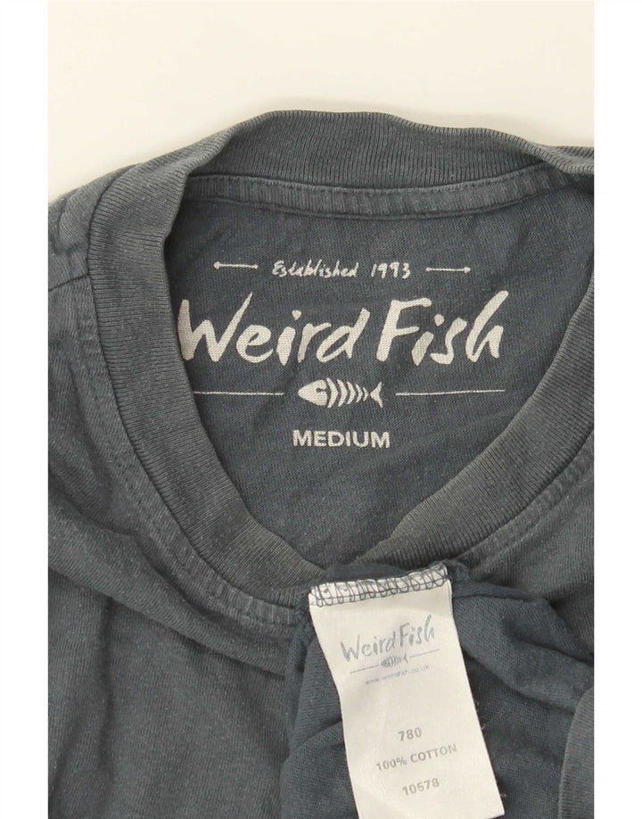 Camiseta gráfica masculina Weird Fish Top algodão cinza médio