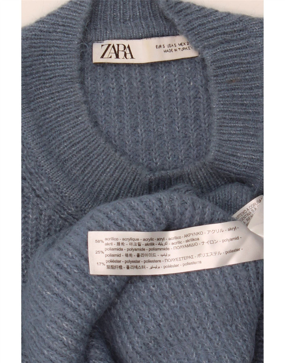 ZARA Suéter feminino oversized com gola redonda Reino Unido 10 pequeno azul marinho