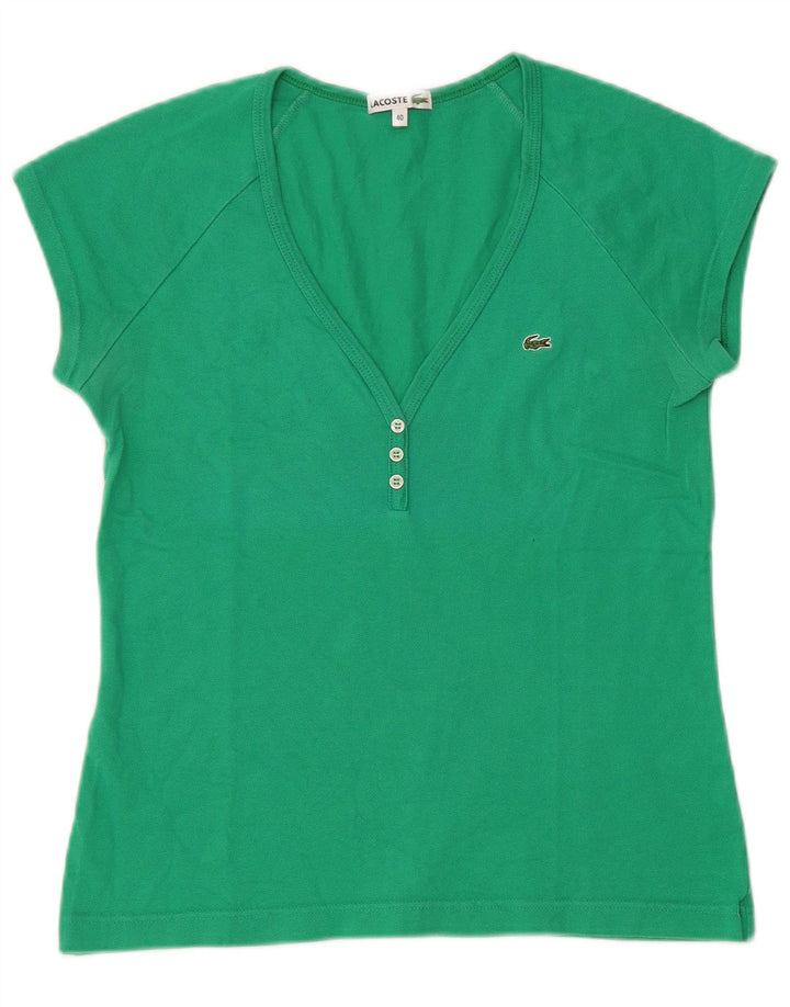 Camiseta feminina Lacoste tamanho superior 40 algodão verde médio