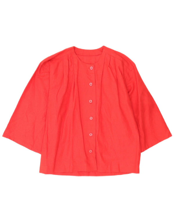 Blusa feminina vintage manga 3/4 UK 16 grande vermelha