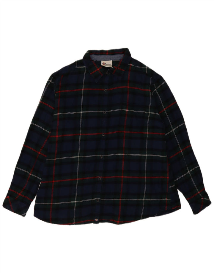 Camisa feminina de flanela grande DICKIES UK 18 XL azul marinho xadrez