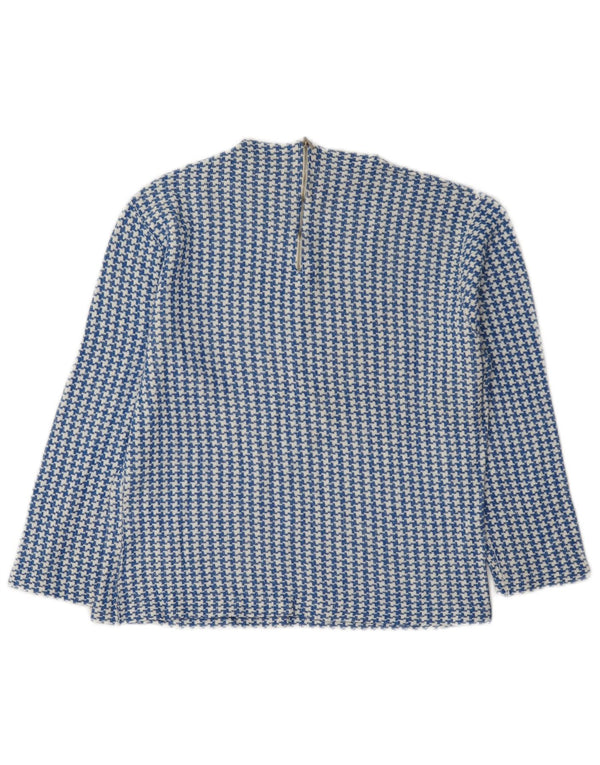 Blusa feminina vintage manga 3/4 top IT 46 grande azul houndstooth