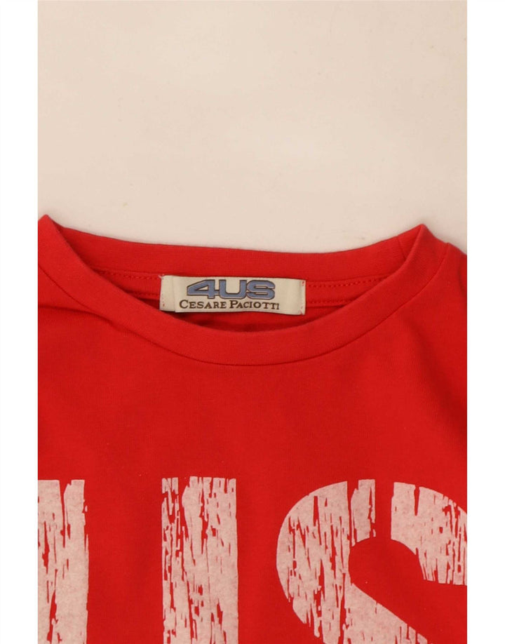 Cesare Paciotti Top gráfico feminino manga comprida UK 6 XS vermelho