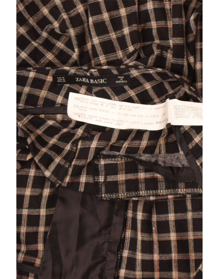 Calça feminina Zara cortada média W28 L23 algodão xadrez preto