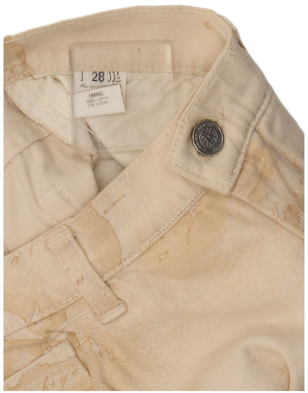 ALVIERO MARTINI Calça feminina casual com padrão abstrato W28 L30 bege