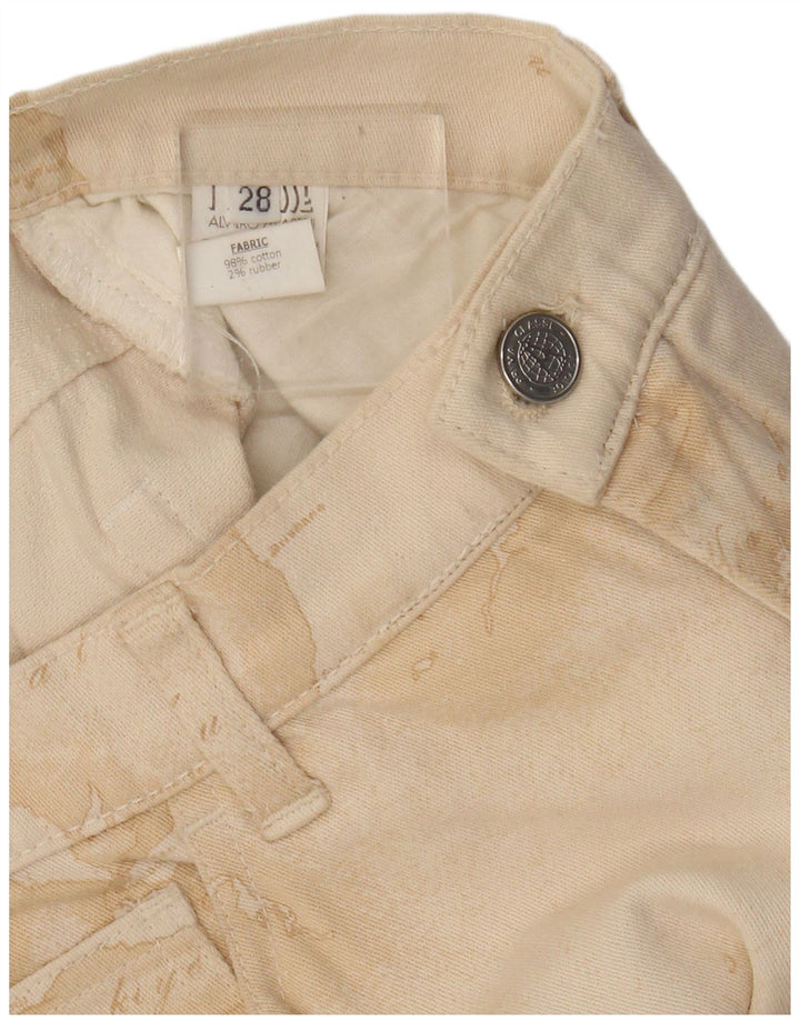 ALVIERO MARTINI Calça feminina casual com padrão abstrato W28 L30 bege