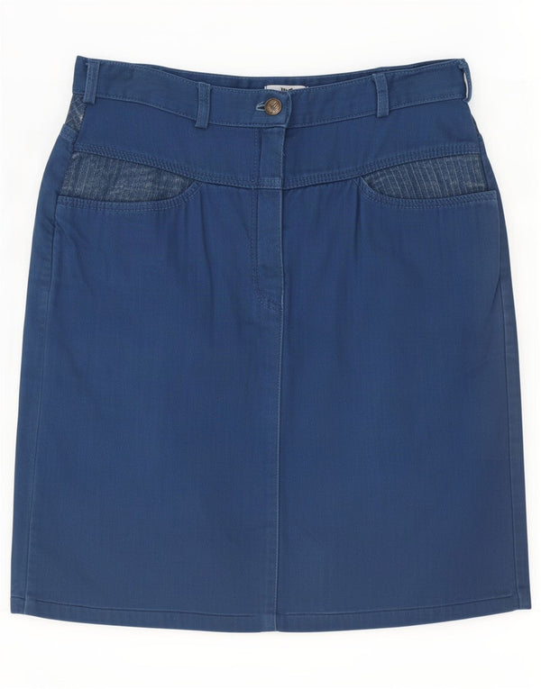 Saia jeans feminina vintage IT 44 médio W30 algodão azul marinho