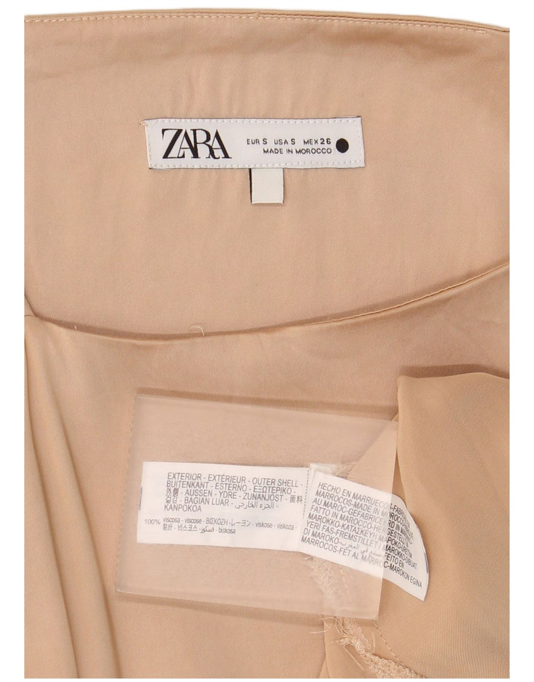 Zara Womens Cami Top UK 10 Pequeno Bege Viscose