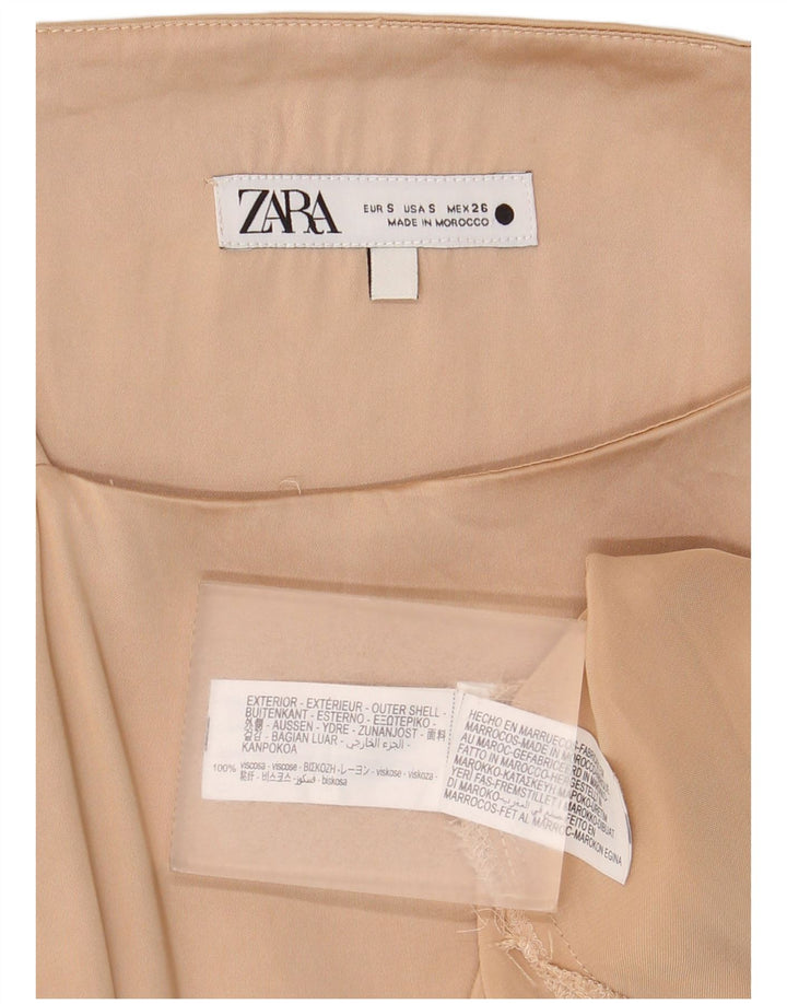 Zara Womens Cami Top UK 10 Pequeno Bege Viscose