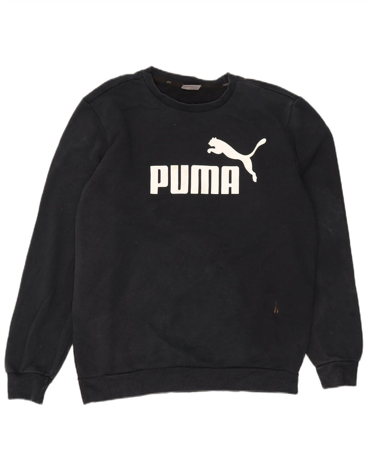 Puma Mens Graphic Moletom Jumper Médio Azul Marinho Algodão