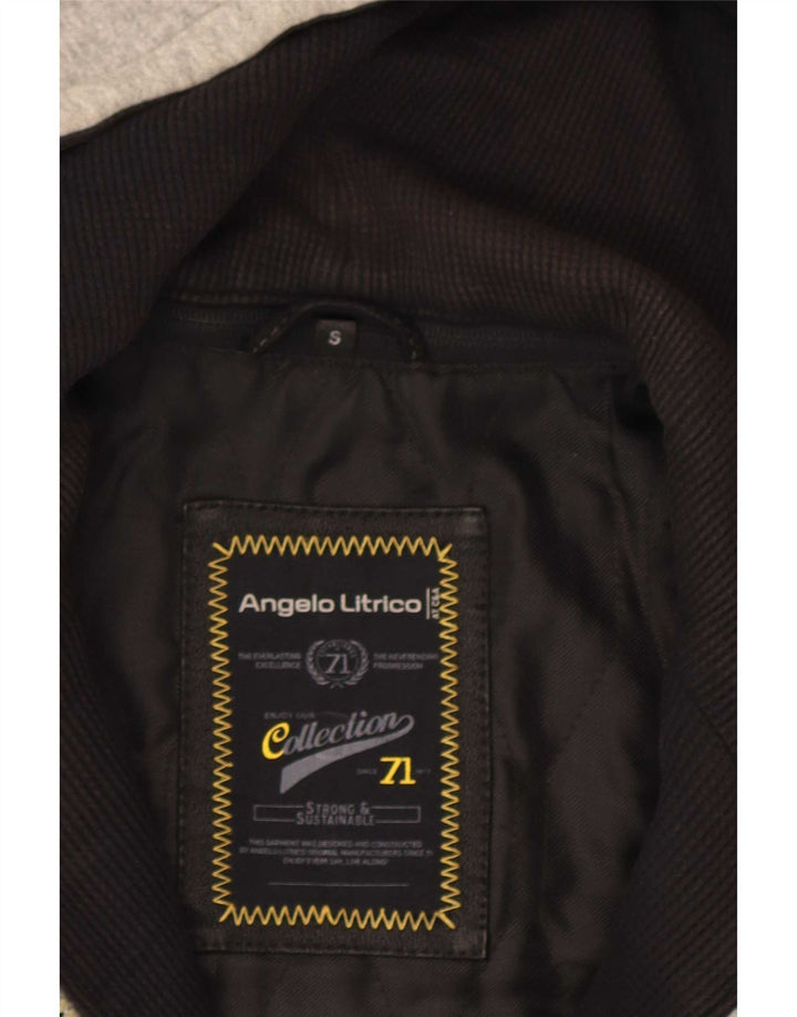 Jaqueta masculina de couro com capuz Angelo Litrico UK 36 Small Black Colourblock
