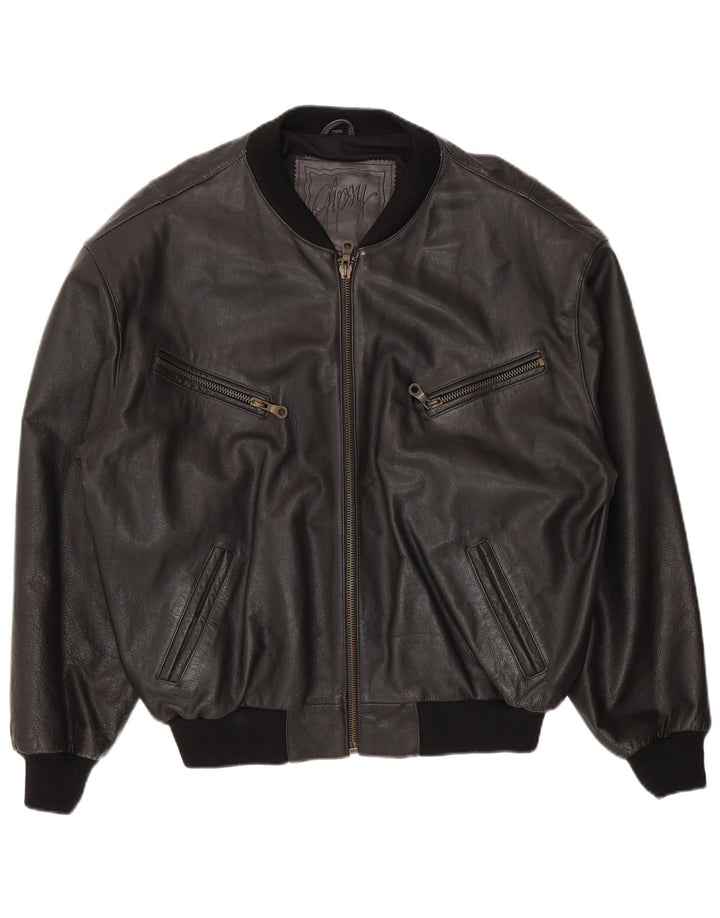 Jaqueta de couro masculina Gipsy UK 40 grande couro preto