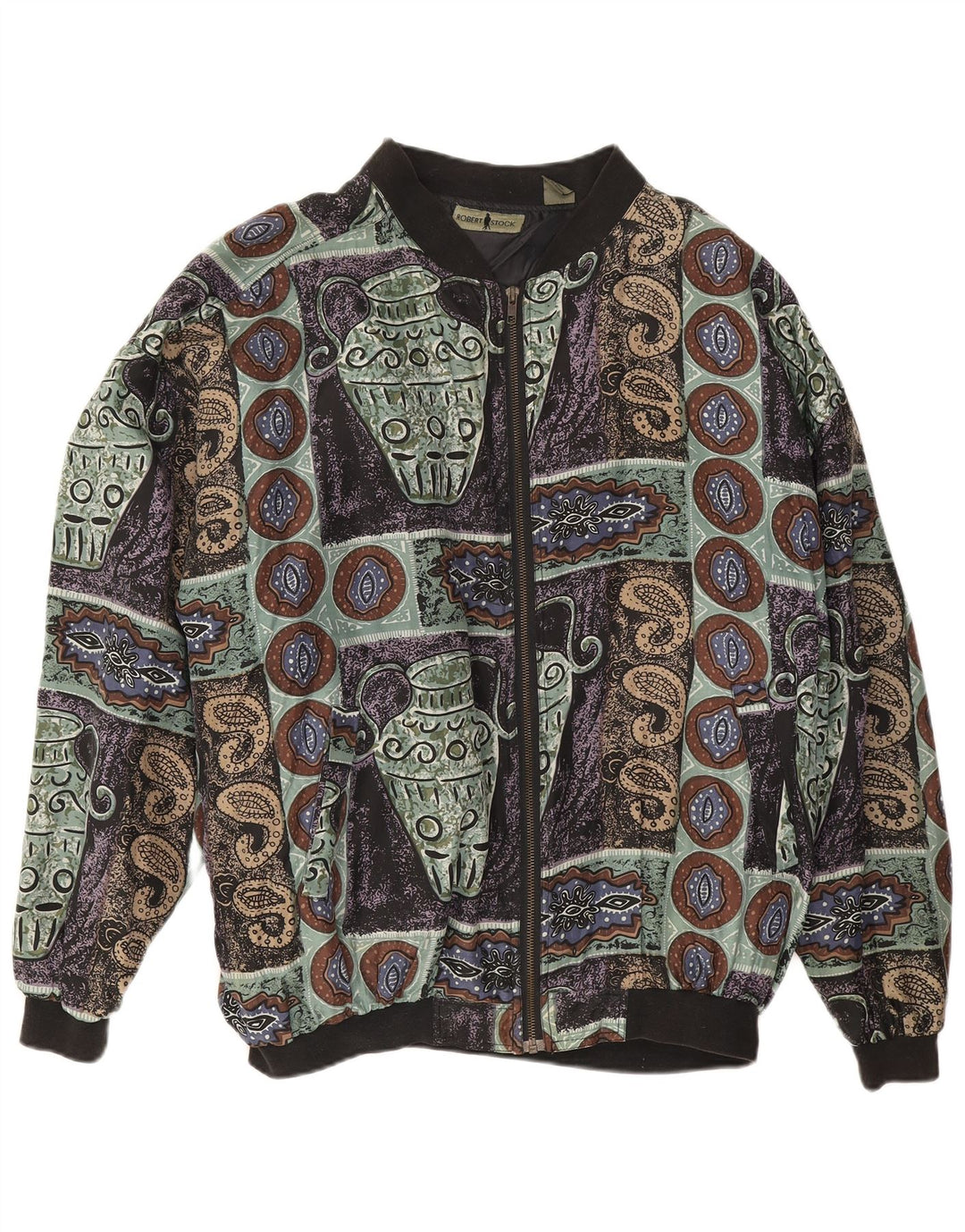 Jaqueta bomber masculina Robert Stock de ajuste solto Reino Unido 40 grande paisley multicolorido