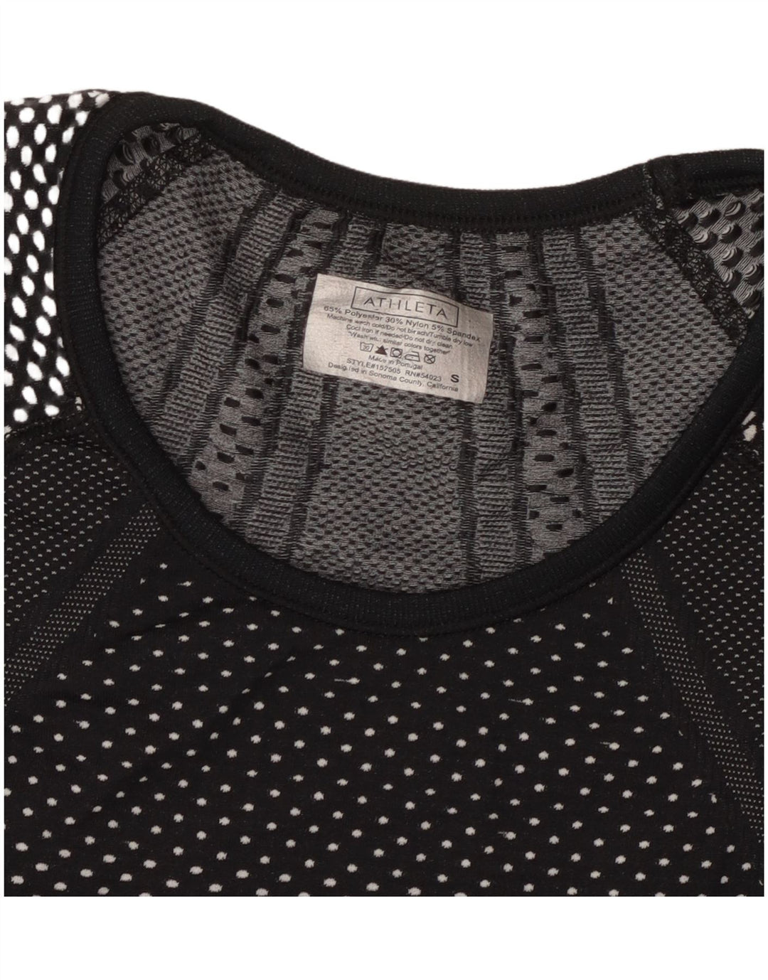 Camiseta feminina ATHLETA UK 8 pequena poliéster manchado preto