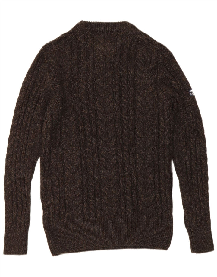 Suéter masculino Superdry com gola redonda e acrílico manchado marrom médio