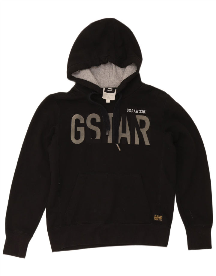 Suéter com capuz gráfico masculino G-Star poliéster preto médio