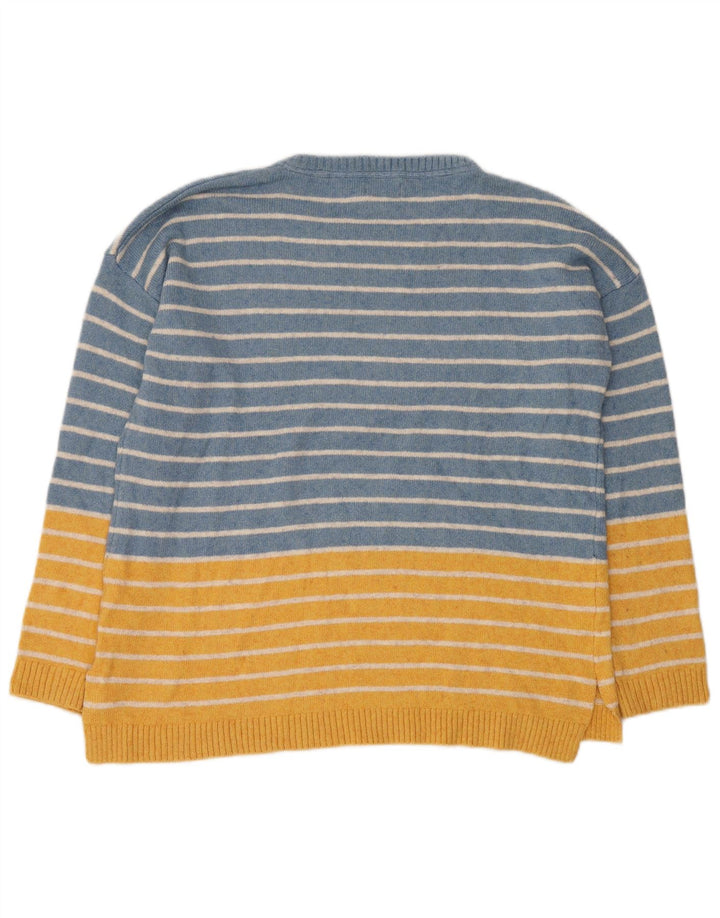 Suéter feminino FAT FACE com gola redonda UK 12 listrado azul médio