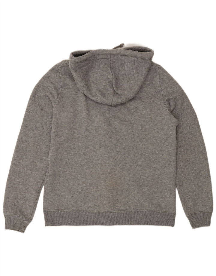 Suéter masculino Hollister com capuz e zíper gráfico cinza médio algodão