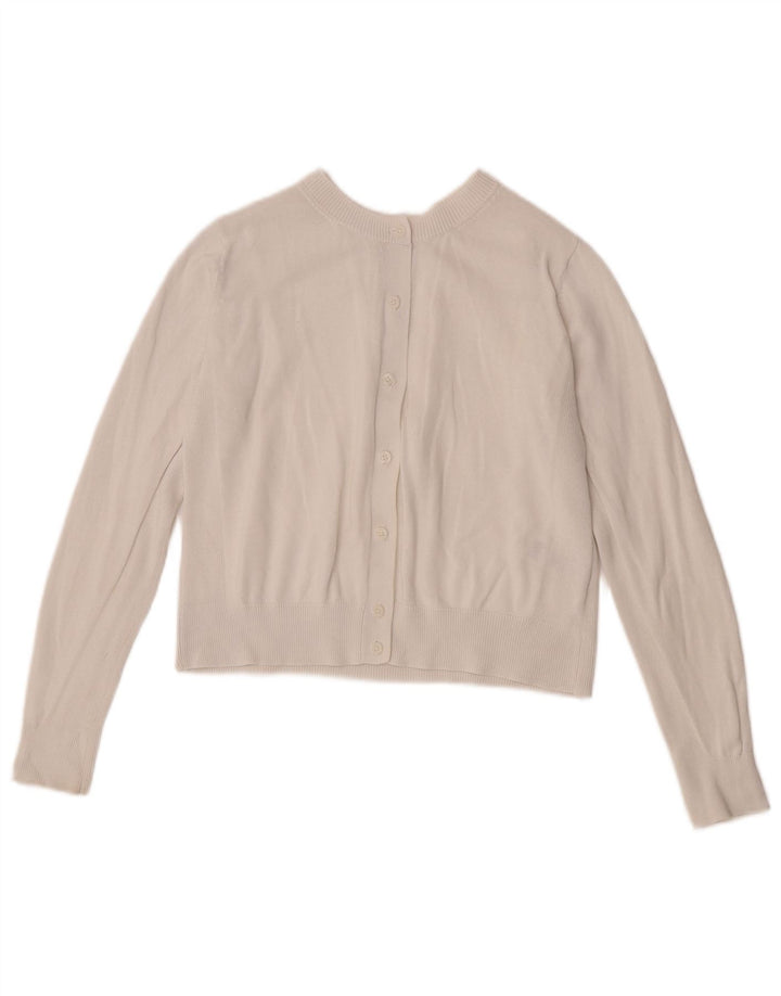 Suéter cardigã feminino Marks & Spencer UK 10 pequeno algodão branco