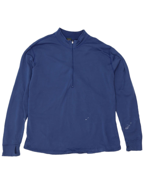 L.L.Bean Suéter masculino com zíper e gola XL azul poliéster