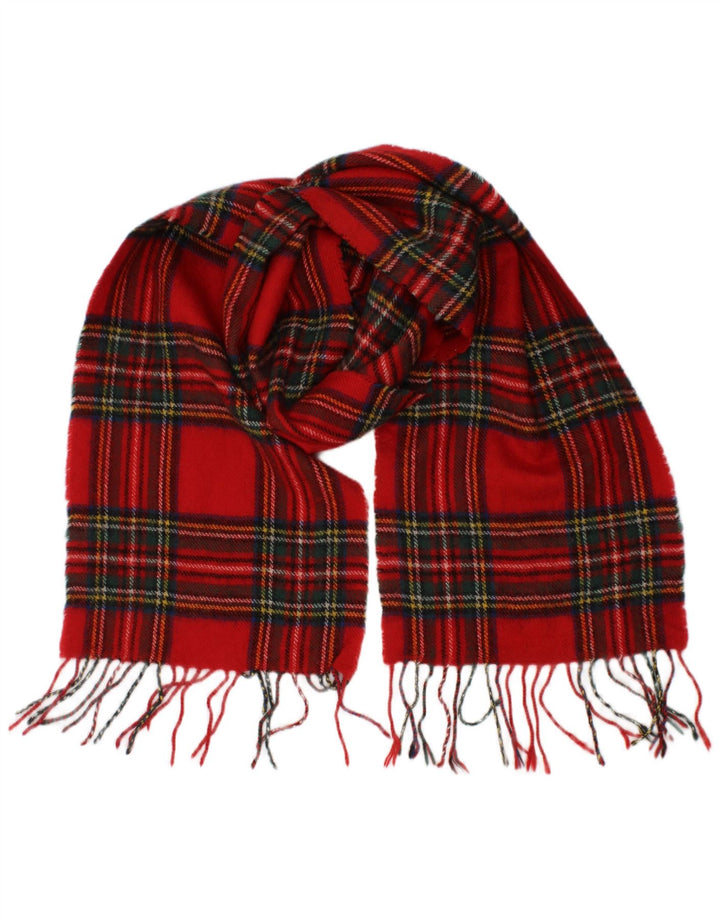 Lenço retangular masculino vintage, tamanho único, xadrez vermelho, lã de cordeiro, clássico