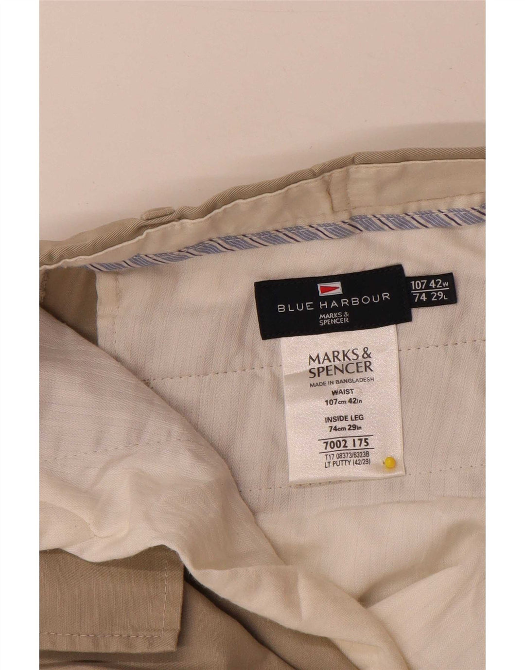 Calça masculina Marks & Spencer Blue Harbor Straight Suit W42 L29 Bege