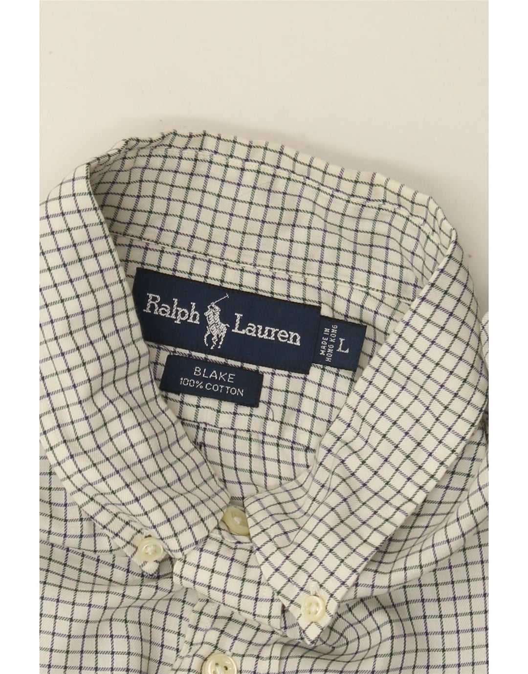 RALPH LAUREN Camisa masculina Blake grande de algodão xadrez branco