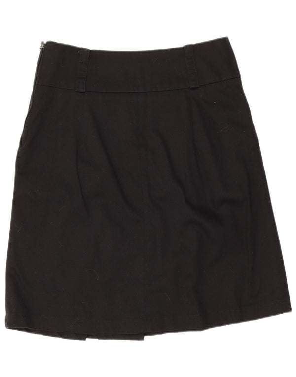 Saia midi feminina Calvin Klein UK 8 pequena W26 algodão preto