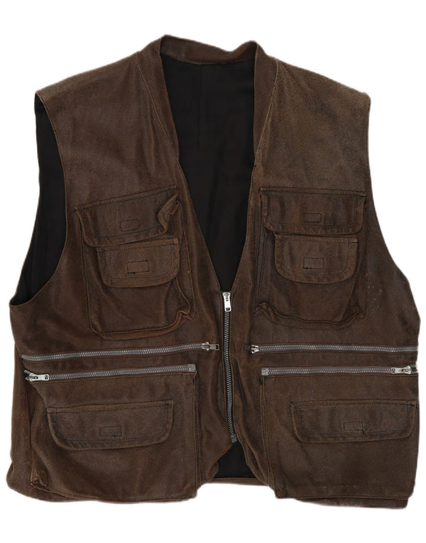 Colete utilitário masculino vintage UK 42 XL marrom