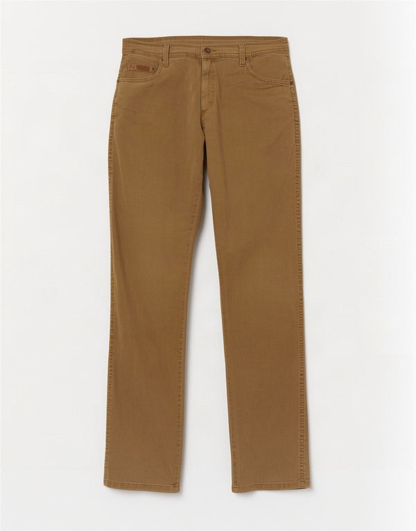 Wrangler Mens Texas Stretch Calça Casual Reta W34 L34 Algodão Bege