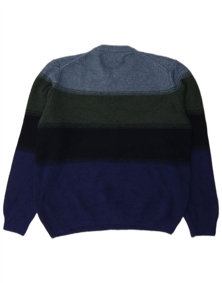 Suéter masculino Marks & Spencer com gola redonda, grande listrado multicolorido