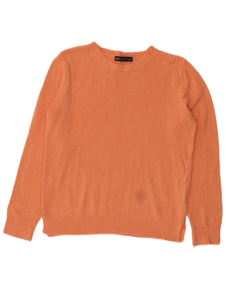 Suéter feminino Marks & Spencer com gola redonda Reino Unido 12 acrílico laranja médio